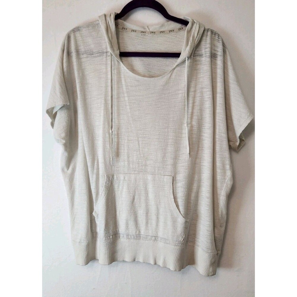 Jones New York Womens JNY 1X Pullover Hooded Tunic Boho Peasant With Pockets